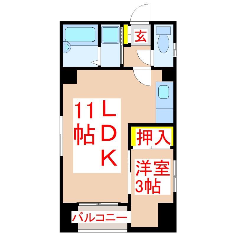 セジュール新屋敷(1LDK/4階)の間取り写真