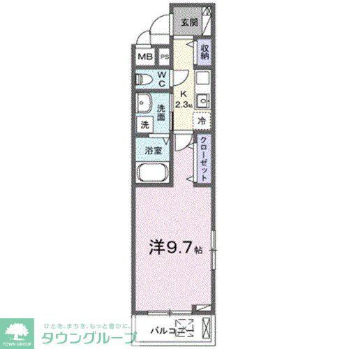 ヒカルサ三郷中央(1K/2階)の間取り写真