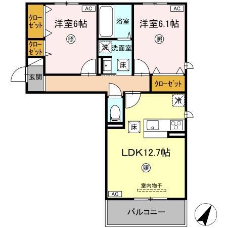 スペチアーレ・セレーナ(2LDK/1階)の間取り写真