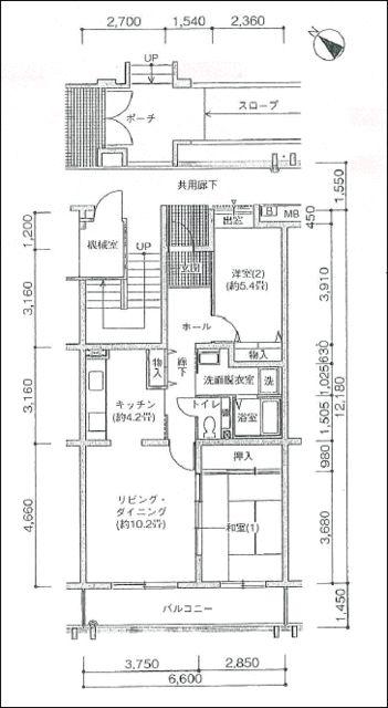 コーポレート新柏駅前(2LDK/4階)の間取り写真