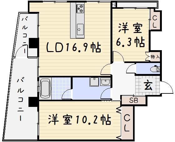 フェルト5(2LDK/2階)の間取り写真