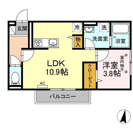 LUSSOII(1LDK/2階)の間取り写真