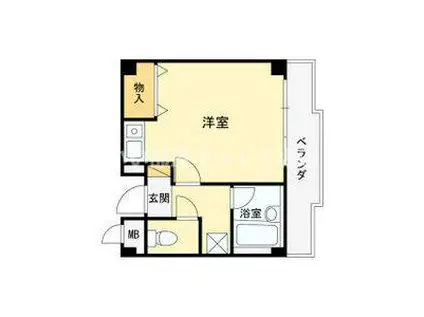 西田ハイツパートII(ワンルーム/3階)の間取り写真