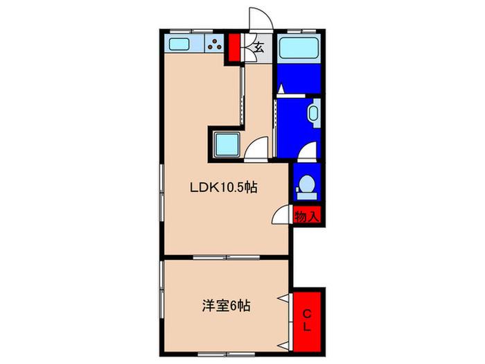 箕面レジデンス別館(1LDK/2階)の間取り写真