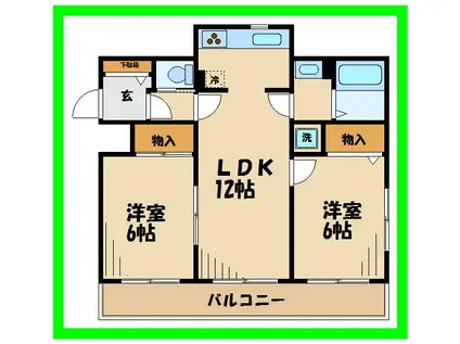 三・パレッタ・ベル(2LDK/3階)の間取り写真