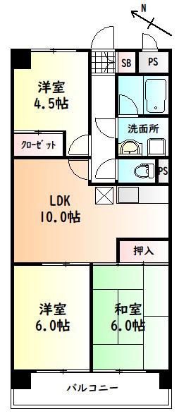 アステール21(3LDK/1階)の間取り写真
