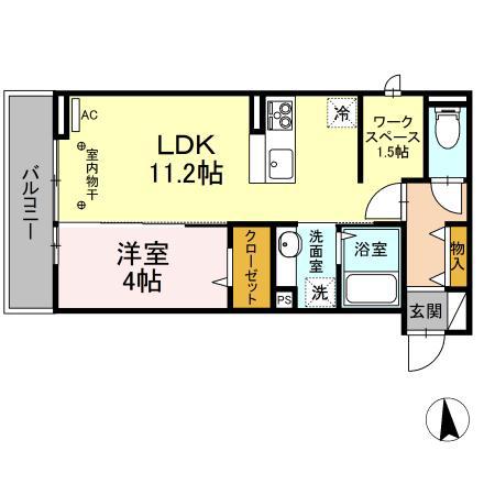 フォーチューン(1LDK/2階)の間取り写真
