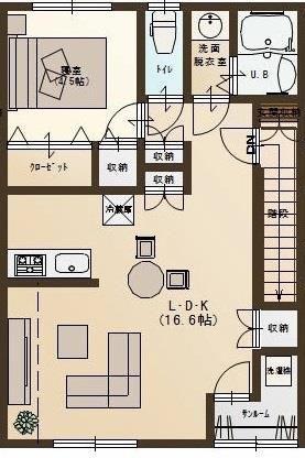 パーク・ユーソニア(1LDK/2階)の間取り写真