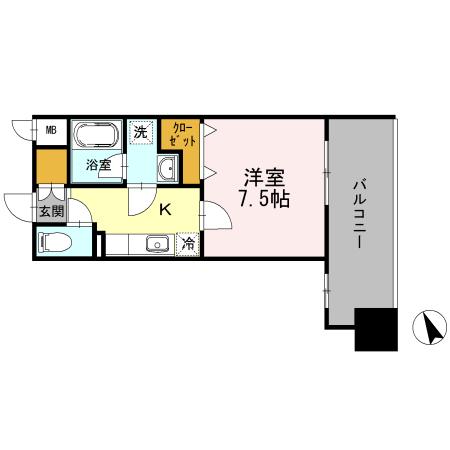ABITI浜町(1K/4階)の間取り写真