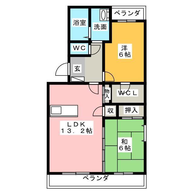 サニーコート(2LDK/3階)の間取り写真