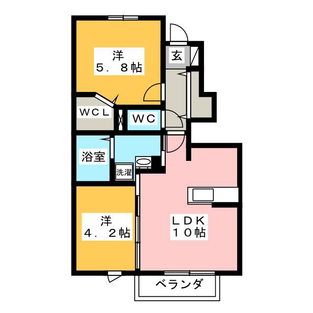 ロイヤルコート曰佐(2LDK/1階)の間取り写真