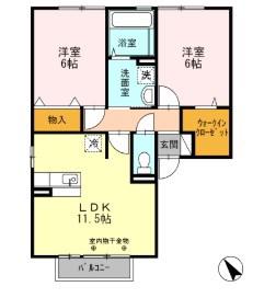 泰山木苑 C棟(2LDK/2階)の間取り写真