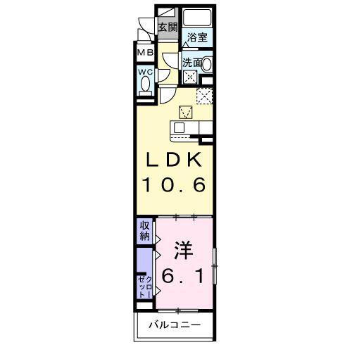 ベル ファミーレ(1LDK/1階)の間取り写真