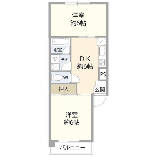西荻第二ローヤルコーポ(2DK/2階)の間取り写真
