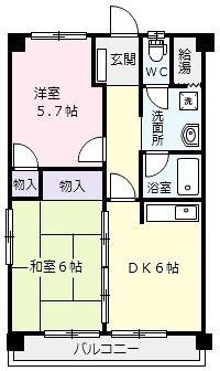 かね村ハイツ(2DK/1階)の間取り写真