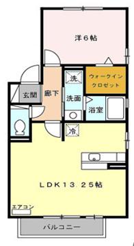 リビングタウン明ヶ島A(1LDK/2階)の間取り写真