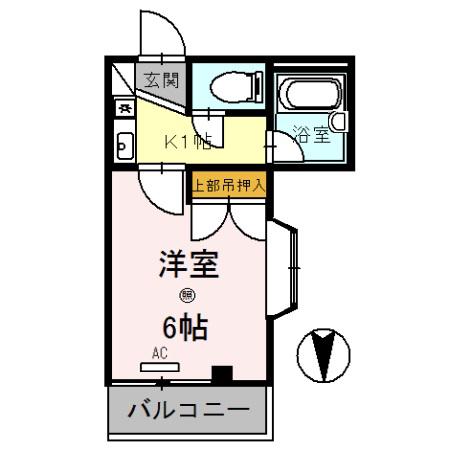 スカイビュー(1K/6階)の間取り写真
