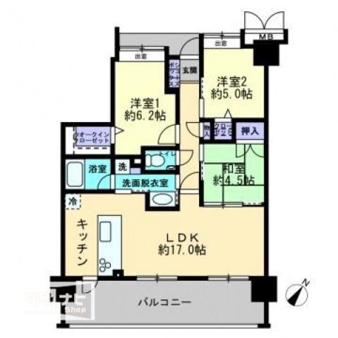 レジオン・サンリヤン照国町(3LDK/5階)の間取り写真