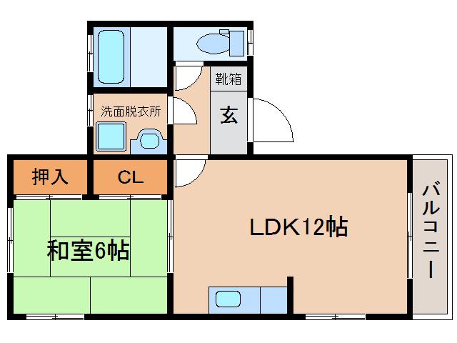 荘原グリーンハイツ(1LDK/2階)の間取り写真