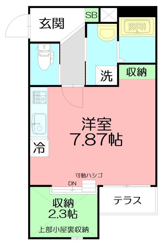ヴィラ中海岸(ワンルーム/1階)の間取り写真