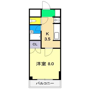 ミタニマンションIII(1K/2階)の間取り写真