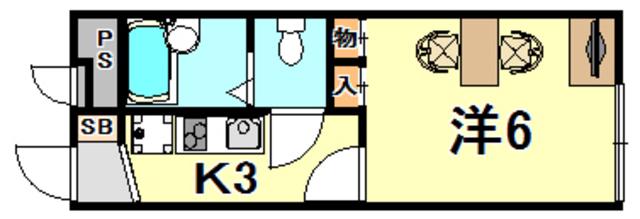 レオパレス五色山(1K/1階)の間取り写真