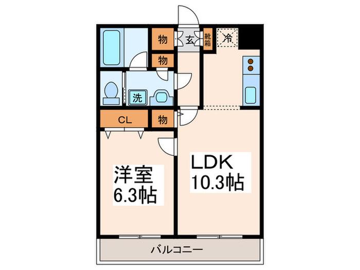 パレティア壱番館(1LDK/2階)の間取り写真