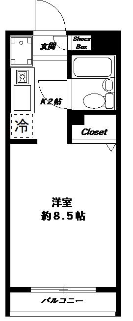 フォンティーヌ明大前(1K/2階)の間取り写真