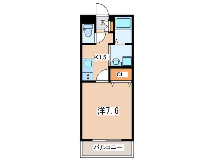 ヴィガラス栄町(1K/3階)の間取り写真