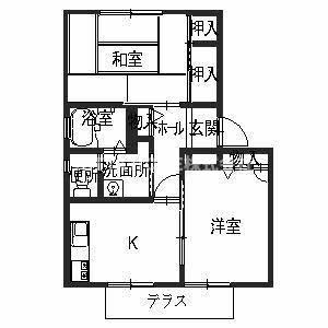 メゾンソレーユIII(2K/1階)の間取り写真