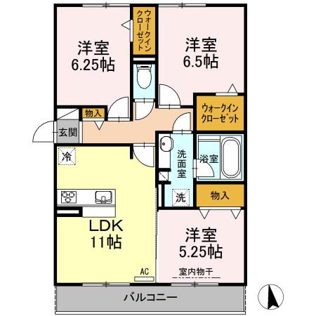 ヴァンベールハヤカワ(3LDK/2階)の間取り写真