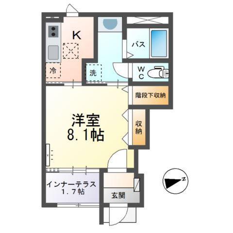 クストリッツア(1K/1階)の間取り写真