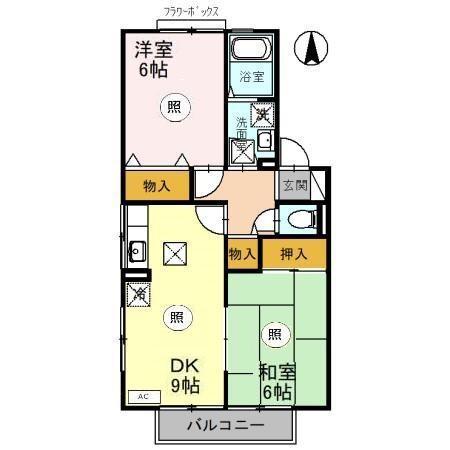 コーポラスITOII B棟(2DK/1階)の間取り写真