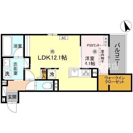 トリシア千躰(1LDK/3階)の間取り写真