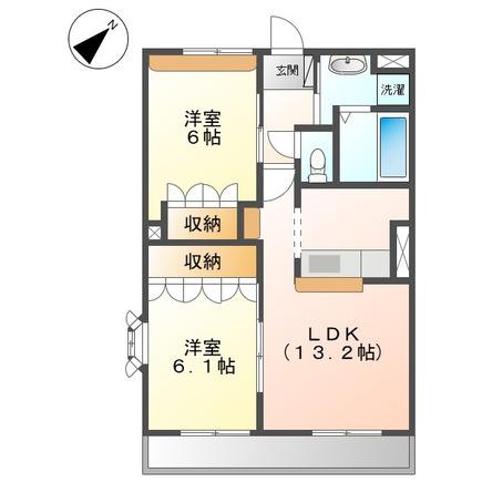 エルグランデ北在家(2LDK/3階)の間取り写真