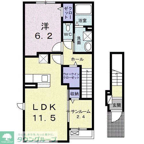 AULII アウリィ(1LDK/2階)の間取り写真