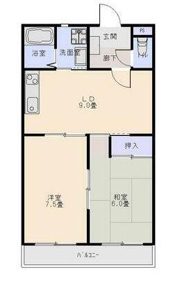 サンハウス東林間(2DK/2階)の間取り写真