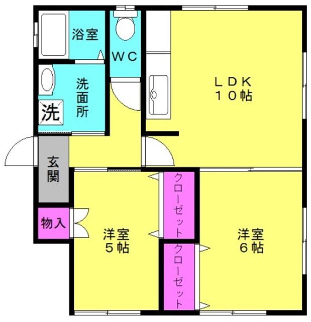 宝殿ハイツ(2LDK/1階)の間取り写真