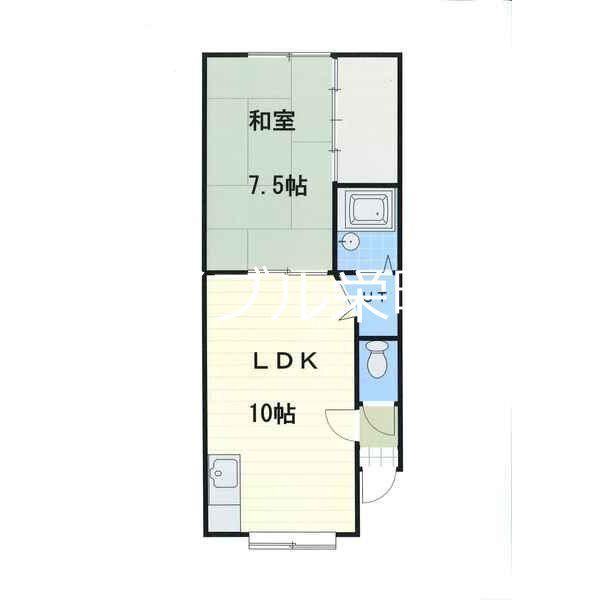 メイプルハイツ(1LDK/2階)の間取り写真