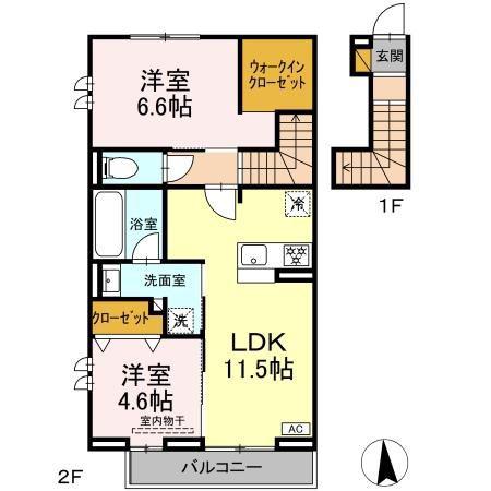 リッシュセゾン O(2LDK/2階)の間取り写真