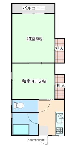 ハイツ勝本(2K/2階)の間取り写真