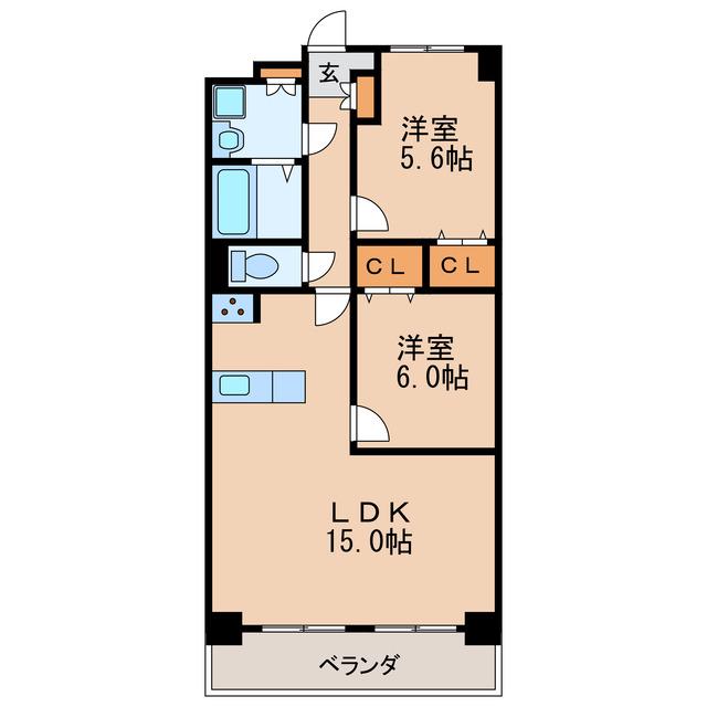 ロータリーマンション栄(2LDK/5階)の間取り写真