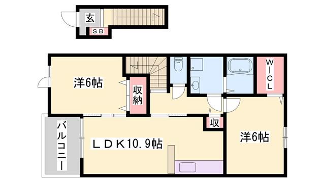 マーレ伊保崎II(2LDK/2階)の間取り写真