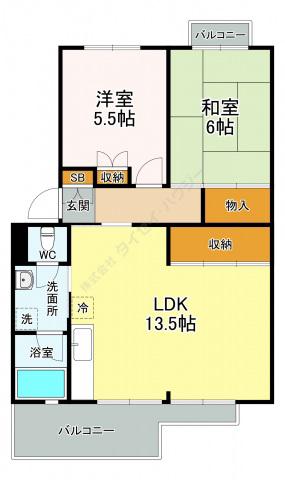 井口台サンハイツ(2LDK/2階)の間取り写真