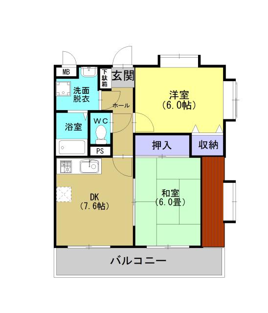 プレシャスJ(2DK/2階)の間取り写真