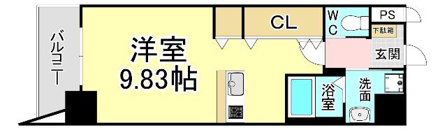 LEGEND鍛治町(ワンルーム/10階)の間取り写真
