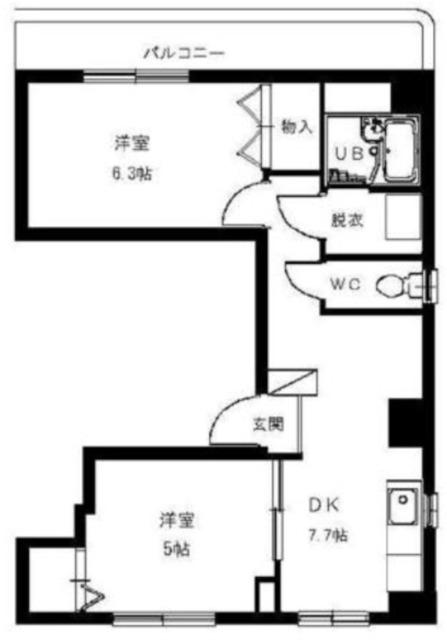 パラッツオ・イイノ(2DK/2階)の間取り写真