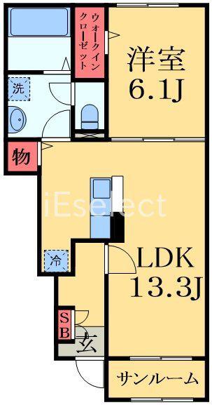 パレス ハンド I(1LDK/1階)の間取り写真
