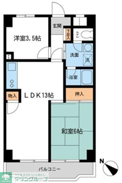 入間市駅前ビル(2LDK/8階)の間取り写真