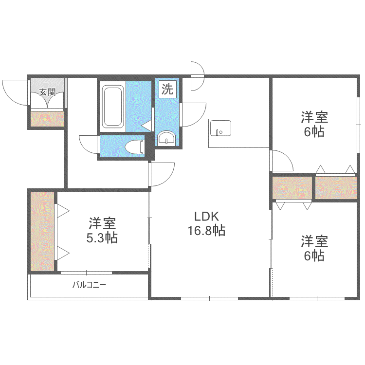パークサイドN35(3LDK/3階)の間取り写真
